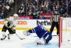Boston Bruins' Jake DeBrusk (74) scores on Toronto Maple Leafs goaltender Ilya Samsonov (35) during third period action in Game 3 of an NHL hockey Stanley Cup first-round playoff series in Toronto on Wednesday, April 24, 2024. 
The Vancouver Canucks have signed left-winger DeBrusk to a seven-year deal. THE CANADIAN PRESS/Nathan Denette
