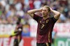 Belgium's Kevin De Bruyne gestures after missing a chance during a round of sixteen match between France and Belgium at the Euro 2024 soccer tournament in Dusseldorf, Germany, Monday, July 1, 2024. (AP Photo/Hassan Ammar)
