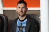Argentina's Lionel Messi sits on the bench prior to a Copa America Group A soccer match against Peru in Miami Gardens, Fla., Saturday, June 29, 2024. (AP Photo/Lynne Sladky)