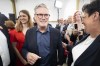 Labour Party leader Keir Starmer, center, leaves after addressing supporters during his visit to the West Regwm Farm Events Venue in Whitland, Carmarthenshire, while on the General Election campaign trail, in Wales, Wednesday July 3, 2024. (Stefan Rousseau/PA via AP)