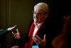 Marc Garneau speaks to reporters as he arrives for a caucus meeting on Parliament Hill in Ottawa, on Wednesday, March 8, 2023. Former foreign affairs minister Marc Garneau says Canada has lost its standing in the world under the tenure of Prime Minister Justin Trudeau. THE CANADIAN PRESS/Justin Tang