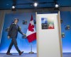 Prime Minister Justin Trudeau walks to the podium for his a closing news conference following the NATO Summit in Vilnius, Lithuania on July 12, 2023. THE CANADIAN PRESS/Adrian Wyld