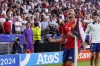 Spain's Mikel Merino celebrates after scoring his sides second goal during a quarter final match between Germany and Spain at the Euro 2024 soccer tournament in Stuttgart, Germany, Friday, July 5, 2024. (AP Photo/Manu Fernandez)