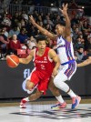 Trae Bell-Haynes has been released from Canada's Olympic men's basketball training camp, Canada Basketball announced Saturday. Bell-Haynes (2) drives to the hoop past Venezuela's Edgar Martinez (34) during second half FIBA World Cup Qualifiers basketball action in Edmonton on Thursday, Nov. 10, 2022. THE CANADIAN PRESS/Jason Franson