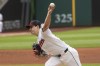 Cleveland Guardians starting pitcher Logan Allen delivers against the San Francisco Giants during the first inning of a baseball game in Cleveland, Saturday, July 6, 2024. (AP Photo/Phil Long)