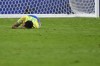 Brazil's Rodrygo grimaces in pain during a Copa America quarterfinal soccer match against Uruguay in Las Vegas, Saturday, July 6, 2024. (AP Photo/David Becker)