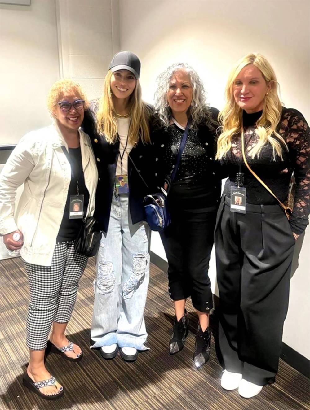 Supplied
Executive producer Jessica Biel (second from left) with Patrick Cairns’ sisters Jill Cairns-Dukes (left) and Lesley Falk, and Michelle Purple of Iron Ocean productions (right).