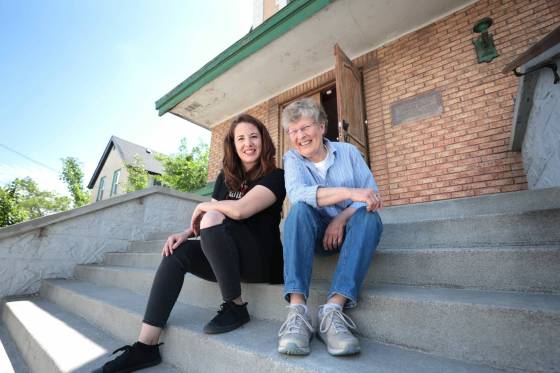 Celia McLean (left) and Amanda Le Rougetel are volunteering to create the Valiant Theatre on Logan Avenue. (Ruth Bonneville / Free Press)