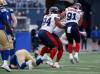 John Woods / THE CANADIAN PRESS
                                Montreal Alouettes’ Mustafa Johnson (94), Shawn Lemon (hidden) and Isaac Adeyemi-Berglund (91) celebrate a sack of Winnipeg Blue Bombers quarterback Zach Collaros during the first half.