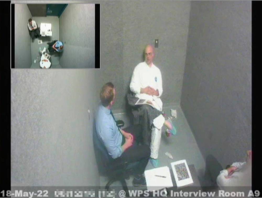 SUPPLIED 
                                In a police interview video recorded after his May 17, 2022 arrest, Skibicki admitted he had strangled or drowned the victims in his McKay Avenue suite.