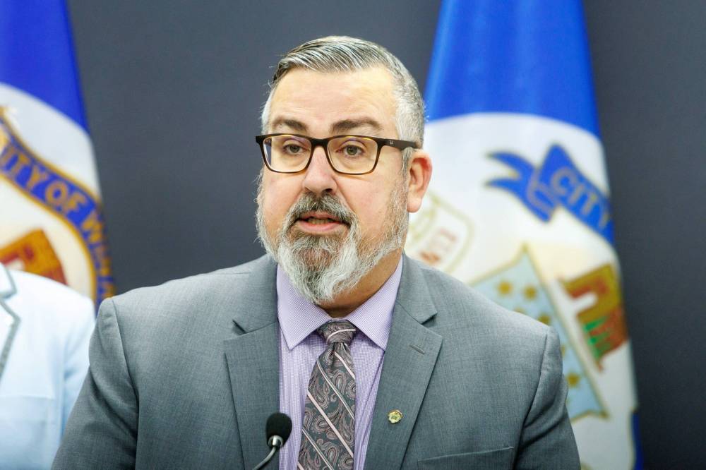 MIKE DEAL / FREE PRESS FILES
City of Winnipeg CAO Michael Jack speaks at a news conference in November. His final day as CAO is June 28.