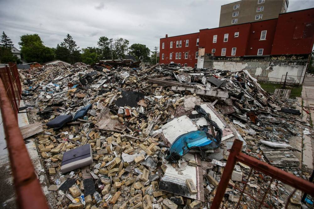 JOHN WOODS / FREE PRESS
Surplus Direct at 843 Main St. burned down on Feb. 11, 2023.