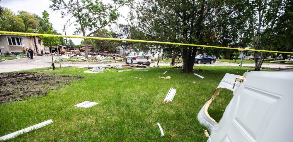 MIKAELA MACKENZIE / FREE PRESS FILES
The blast levelled the home on Camrose Bay and damaged 22 others nearby, including at least one that will have to be demolished. Rubble is seen here in a yard across the street.