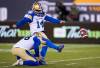 Winnipeg Blue Bombers kicker Sergio Castillo (14) kicks a field goal against the Winnipeg Blue Bombers during the first half of the 110th CFL Grey Cup in Hamilton, Ont., on Sunday, November 19, 2023. The Blue Bombers have signed Castillo to a one-year contract as the veteran kicker looks to build on an outstanding 2023 CFL campaign. THE CANADIAN PRESS/Frank Gunn