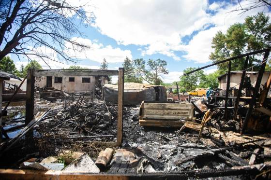The aftermath of the explosion site on Camrose Bay. (Mikaela MacKenzie / Free Press)
