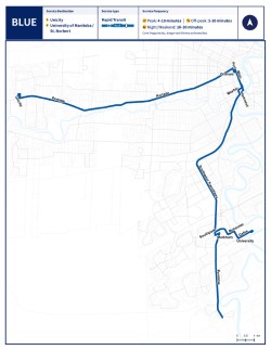 Blue route: Unicity - University of Manitoba / St. Norbet