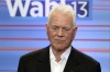Top Candidate of Team Stronach Austro-Canadian billionaire Frank Stronach waits for the start of a TV debate after national elections in Vienna, Austria on September 29, 2013. THE CANADIAN PRESS/AP, Kerstin Joensson