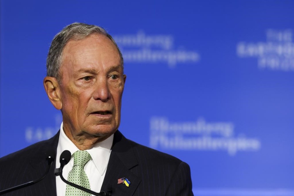 FILE - Former mayor of New York Michael Bloomberg speaks during the Earthshot Prize Innovation Summit in New York, Sept. 19, 2023. Most medical students at Johns Hopkins University will no longer pay tuition thanks to a $1 billion gift from Bloomberg Philanthropies. Starting in the fall, the gift announced Monday, July 8, 2024 will cover full tuition for medical students from families earning less than $300,000. (Shannon Stapleton via AP, Pool, File)