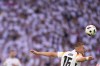 Germany's Waldemar Anton heads the ball during a quarter final match between Germany and Spain at the Euro 2024 soccer tournament in Stuttgart, Germany, Friday, July 5, 2024. (AP Photo/Manu Fernandez)