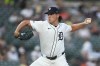 Detroit Tigers pitcher Tyler Holton (87) throws against the Cleveland Guardians in the sixth inning of a baseball game, Monday, July 8, 2024, in Detroit. (AP Photo/Paul Sancya)