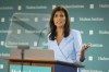 FILE - Former U.N. Ambassador Nikki Haley speaks in Washington, May 22, 2024. Haley is releasing the delegates she won during this year's Republican primary so that they're free to support Donald Trump at next week's convention. Haley on Tuesday, July 9, opted to release her 97 delegates won across a dozen primaries and caucuses earlier this year. (AP Photo/Cliff Owen, File)