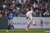 San Francisco Giants' Heliot Ramos (17) runs the bases after hitting a solo home run against the Toronto Blue Jays during the fourth inning of a baseball game Tuesday, July 9, 2024, in San Francisco. (AP Photo/Godofredo A. Vásquez)