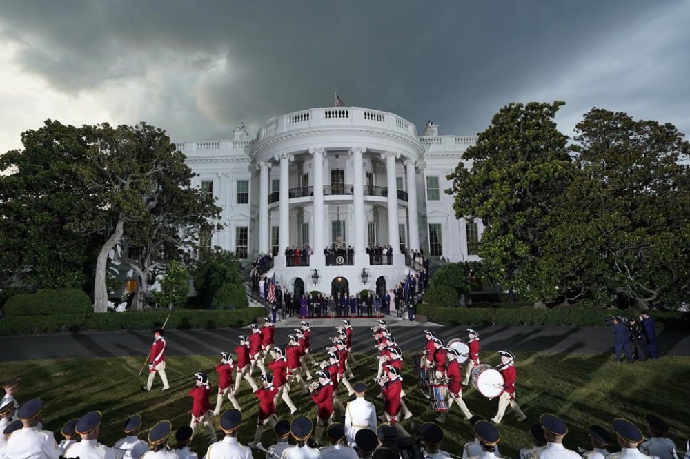 President Joe Biden and first lady Jill Biden welcome NATO allies and partners to the White House in Washington, Wednesday, July 10, 2024, during a welcome ceremony on the South Lawn for the 75th anniversary of the NATO Summit. (AP Photo/Susan Walsh)