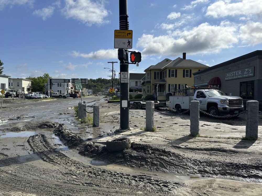 Mud and debris covers roads in Barre, Vt., on Thursday, July 11, 2024, after the remnants of Hurricane Beryl caused flooding. (AP Photo/Lisa Rathke)