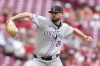Colorado Rockies pitcher Austin Gomber throws during the first inning of a baseball game against the Cincinnati Reds, Thursday, July 11, 2024, in Cincinnati. (AP Photo/Jeff Dean)
