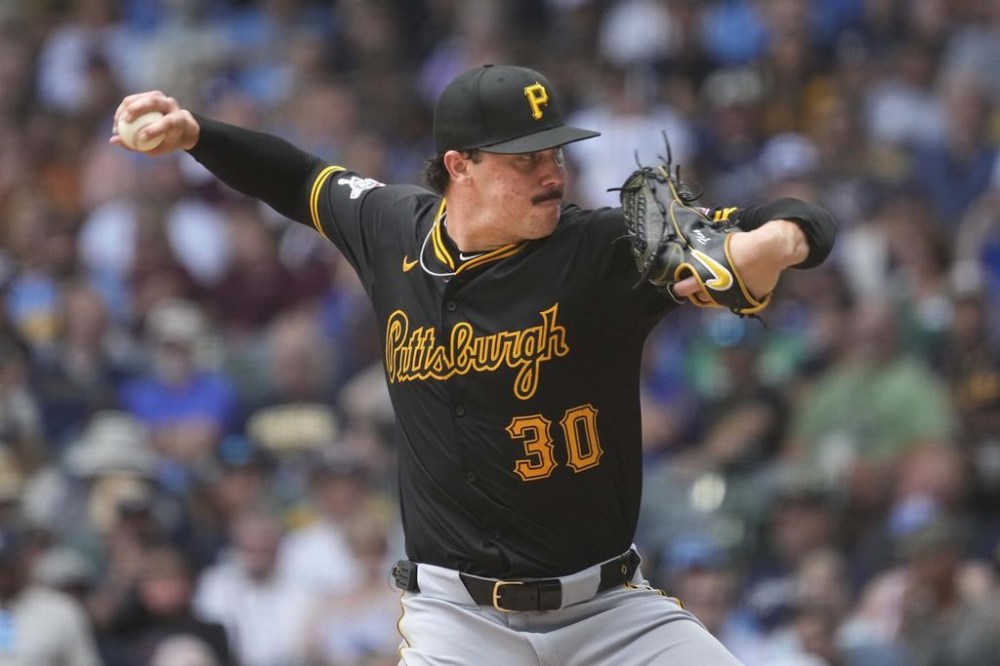 Pittsburgh Pirates pitcher Paul Skenes throws during the fourth inning of a baseball game against the Milwaukee Brewers, Thursday, July 11, 2024, in Milwaukee. (AP Photo/Kayla Wolf)