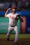 Philadelphia Phillies' Zack Wheeler pitches during the first inning of a baseball game against the Los Angeles Dodgers, Tuesday, July 9, 2024, in Philadelphia. (AP Photo/Matt Slocum)