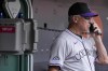 Colorado Rockies manager Bud Black calls to the bullpen during the fifth inning of a baseball game against the Cincinnati Reds, Thursday, July 11, 2024, in Cincinnati. (AP Photo/Jeff Dean)