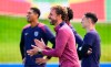 England coach Gareth Southgate leads a training session ahead of Sunday's Euro 2024 final soccer match against Spain, in Blankenhain, Germany, Saturday July 13, 2024. (Robert Michael/dpa via AP)/dpa via AP)