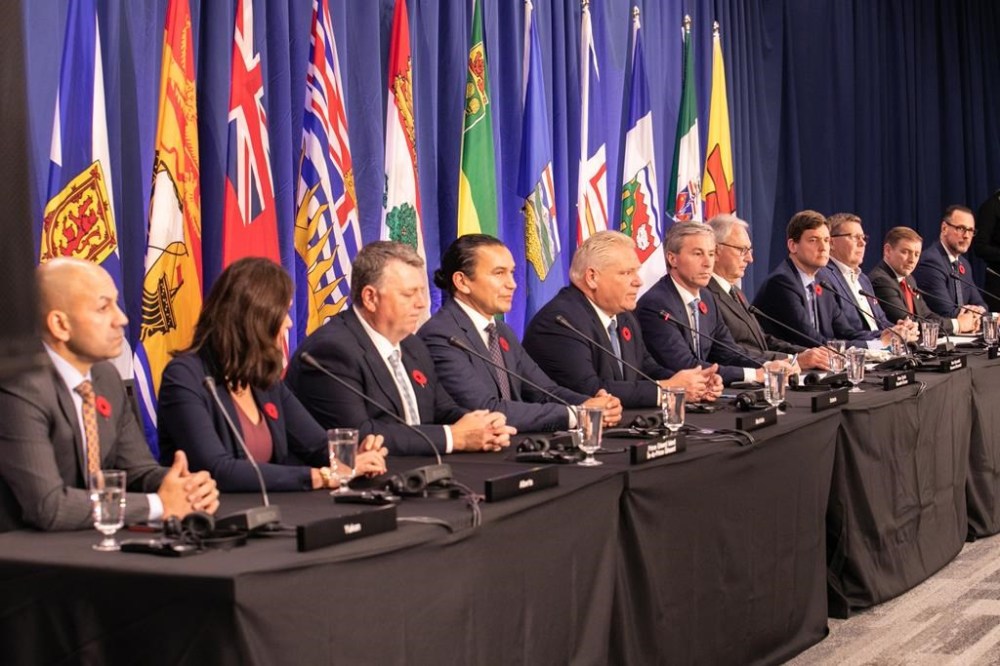 Canada's premiers are scheduled for three days of meetings in Halifax this week. Premiers attend a press conference at the meeting of the Council of the Federation, where Canada's provincial and territorial leaders meet, in Halifax, Monday, Nov. 6, 2023. THE CANADIAN PRESS/Kelly Clark