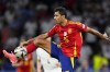 Spain's Rodri controls the ball during the final match between Spain and England at the Euro 2024 soccer tournament in Berlin, Germany, Sunday, July 14, 2024. (AP Photo/Manu Fernandez)