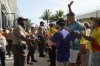 Copa America is over and while Canada emerges with kudos after its fourth-place finish, CONMEBOL has been roundly criticized for its organization of the tournament, including the chaos that delayed Sunday’s final in Miami Gardens, Fla. Policemen talk with fans outside the stadium prior to the Copa America final soccer match between Argentina and Colombia in Miami Gardens, Fla., Sunday, July 14, 2024. THE CANADIAN PRESS/AP-Lynne Sladky