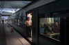FILE - A Mayan Train worker waits for passengers to board in Cancun, Mexico, Wednesday, March 6, 2024. When it's completed, the high-speed Maya Train will wind around Mexico's southern Yucatan peninsula. (AP Photo/Rodrigo Abd, File)