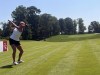 Lexi Thompson hits a ceremonial tee shot on the first hole at Robert Trent Jones Golf Club, Minday, July 15, 2024, in Gainesville, Va., where the United States will take on Europe in the Solheim Cup golf tournament in September. (AP Photo/Ben Nuckols)