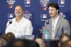 Arizona Diamondbacks and National League manager Torey Lovullo, left, smiles as Pittsburgh Pirates pitcher Paul Skenes, right, speaks during MLB baseball All-Star Game media day Monday, July 15, 2024, in Arlington, Texas. (Elías Valverde II/The Dallas Morning News via AP)