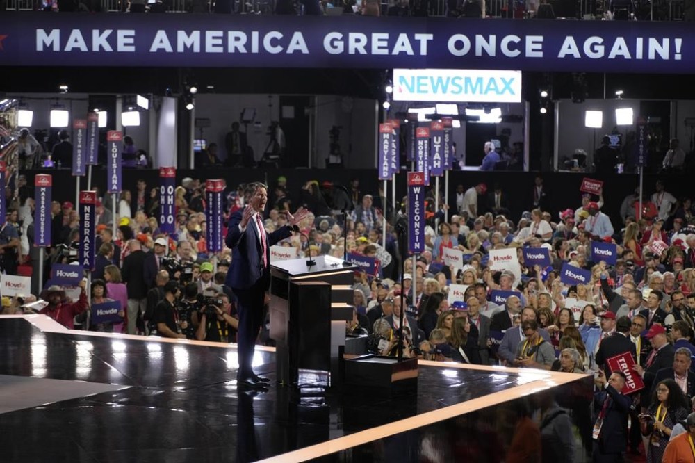 Wisconsin Republican Senate candidate Eric Hovde speaks during the Republican National Convention Tuesday, July 16, 2024, in Milwaukee. (AP Photo/Morry Gash)