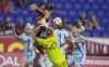CF Montréal goalkeeper Jonathan Sirois (40), Samuel Piette (6) and Joaquín Sosa (3) protect the net from New York Red Bulls's Dylan Nealis (12) during the second half of an MLS soccer match Wednesday, July 17, 2024, in Harrison, N.J. (AP Photo/Frank Franklin II)