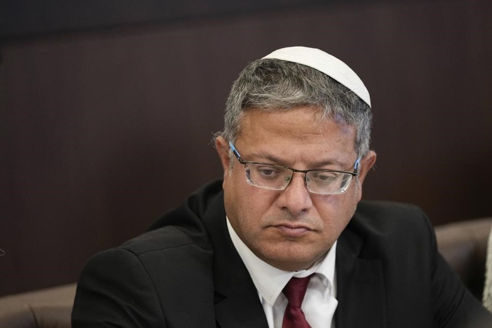 FILE - Israel's National Security Minister Itamar Ben-Gvir attends a weekly cabinet meeting in Jerusalem, Sept. 10, 2023. (AP Photo/Ohad Zwigenberg, Pool, File)