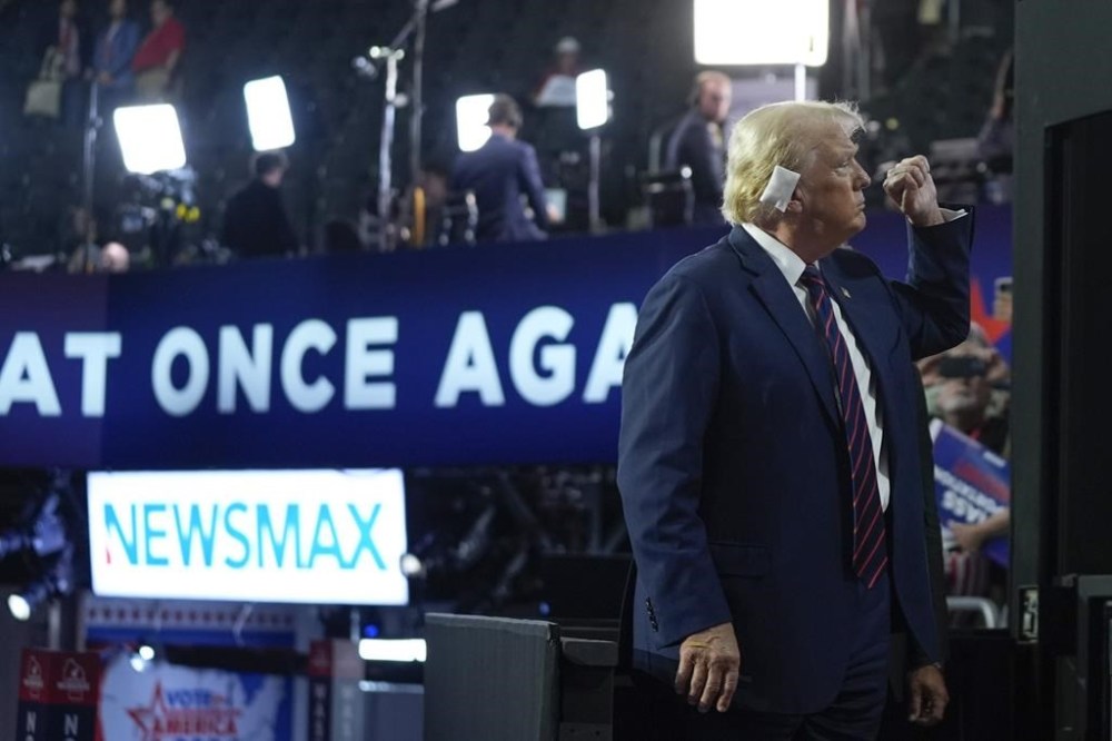 Republican presidential candidate former President Donald Trump prepares to depart after the third day of the Republican National Convention at the Fiserv Forum, Wednesday, July 17, 2024, in Milwaukee. (AP Photo/Evan Vucci)