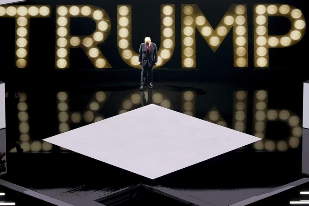 Republican presidential candidate former President Donald Trump is introduced during the Republican National Convention Thursday, July 18, 2024, in Milwaukee. (AP Photo/Morry Gash)