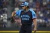 National League's Shota Imanaga, of the Chicago Cubs, stands on the mound during the fourth inning of the MLB All-Star baseball game, Tuesday, July 16, 2024, in Arlington, Texas. (AP Photo/LM Otero)