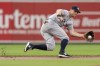 New York Yankees third baseman DJ LeMahieu fields a ball hit by Baltimore Orioles' Anthony Santander during the first inning of a baseball game, Friday, July 12, 2024, in Baltimore. (AP Photo/Stephanie Scarbrough)