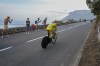 Slovenia's Tadej Pogacar, wearing the overall leader's yellow jersey, climbs during the twenty-first stage of the Tour de France cycling race, an individual time trial over 33.7 kilometers (20.9 miles) with start in Monaco and finish in Nice, France, Sunday, July 21, 2024. (AP Photo/Jerome Delay)