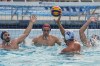 U.S. Men's Olympic Water Polo team captain Ben Hallock, third from left, trains for the 2024 Paris Olympics at Mt. San Antonio College in Walnut, Calif., on Wednesday, Jan. 17, 2024. The American captain hopes to lead the U.S. men to the program's first podium finish since it won silver in 2008. (AP Photo/Damian Dovarganes)