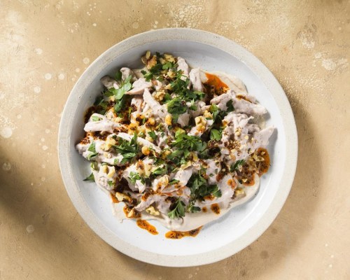 This image released by Milk Street shows a recipe for Circassian chicken, a popular Turkish meze dish and an elevated form of chicken salad. (Milk Street via AP)