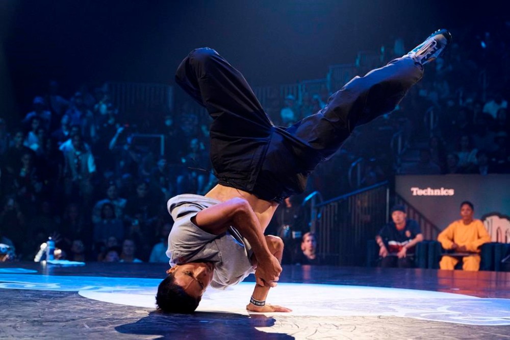 FILE - Victor Montalvo, also known as B-Boy Victor, of the United States, competes in the B-boy Red Bull BC One World Final at Hammerstein Ballroom, Nov. 12, 2022, in New York. (AP Photo/Andres Kudacki, File)
